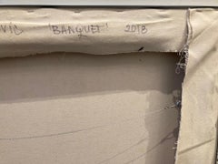 Banquet Oil Painting on Canvas Interior Grey Contemporary Art In Stock