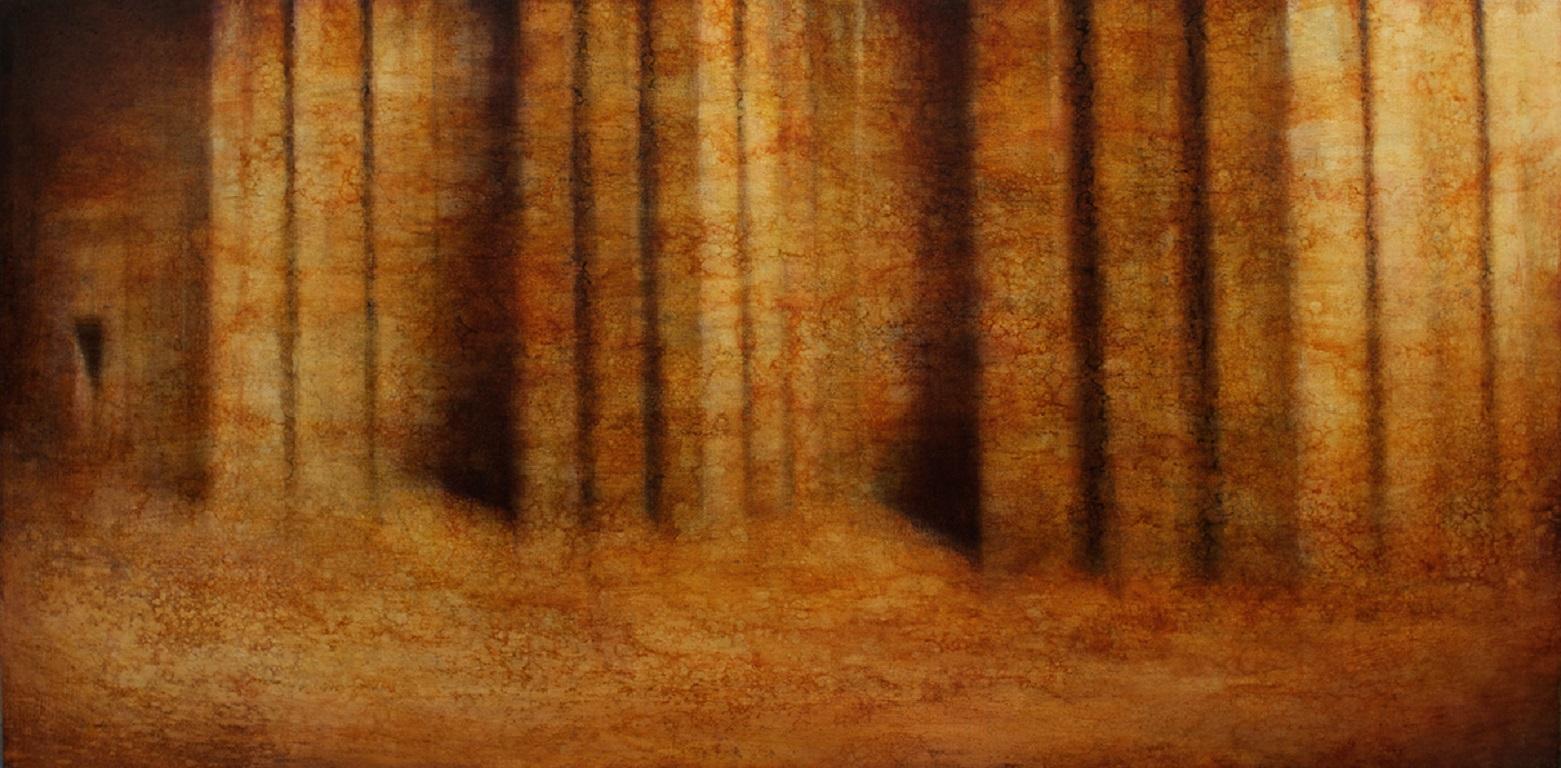 Landscape Painting di Maya Kulenovic  - Fortezza Pittura a olio su tela Rosso Giallo Muro In magazzino
