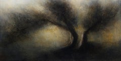 Orchard Shudder Oil Painting on Canvas Golden Contemporary Landscape In Stock