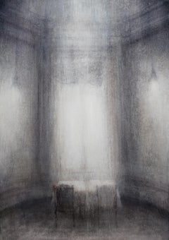Sea's End Oil Painting on Canvas Black and White Interior Contemporary In Stock