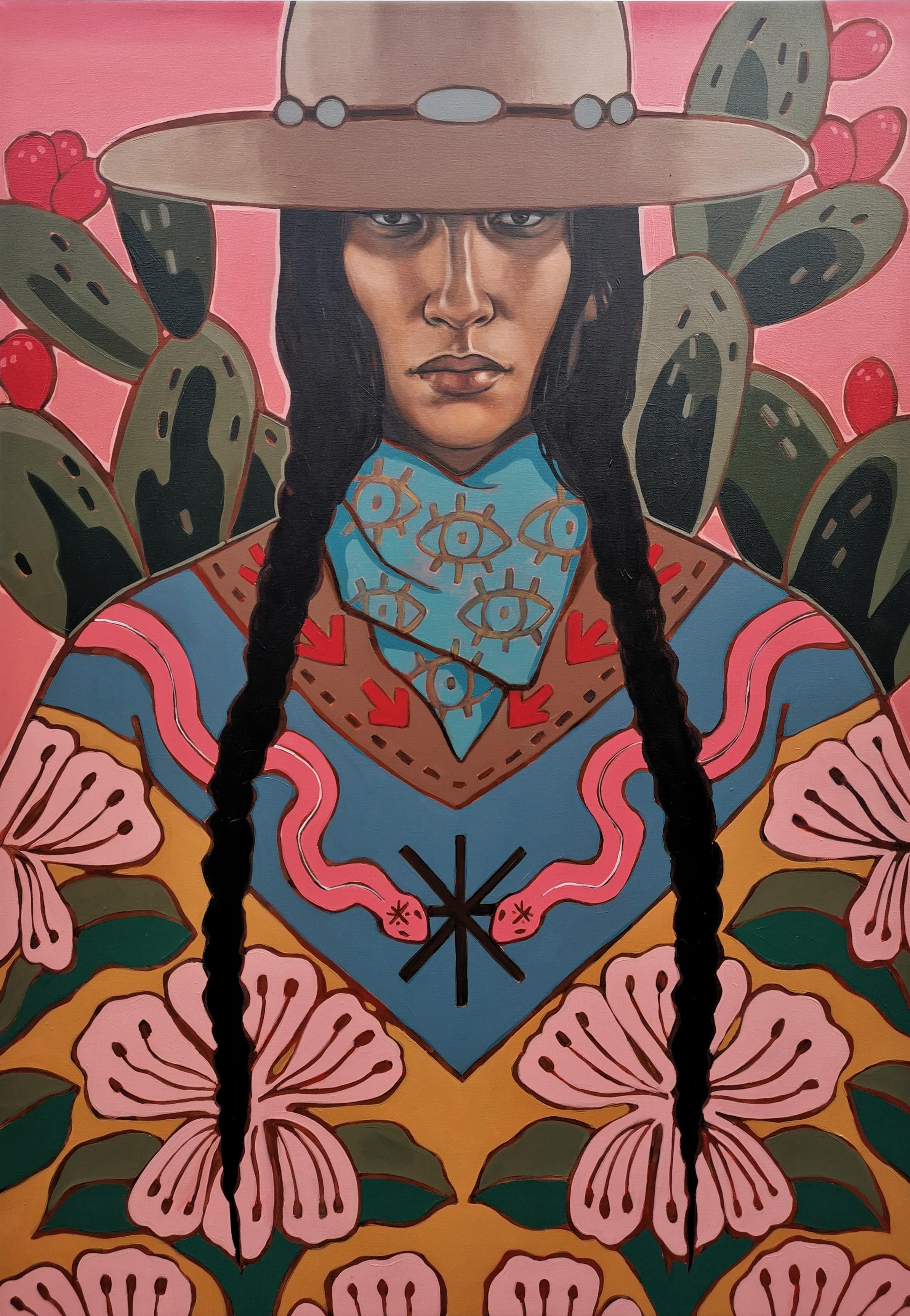Figurative Painting de Maya Ripley - "El viento sigue soplando en alguna parte" - Pintura acrílica figurativa contemporánea