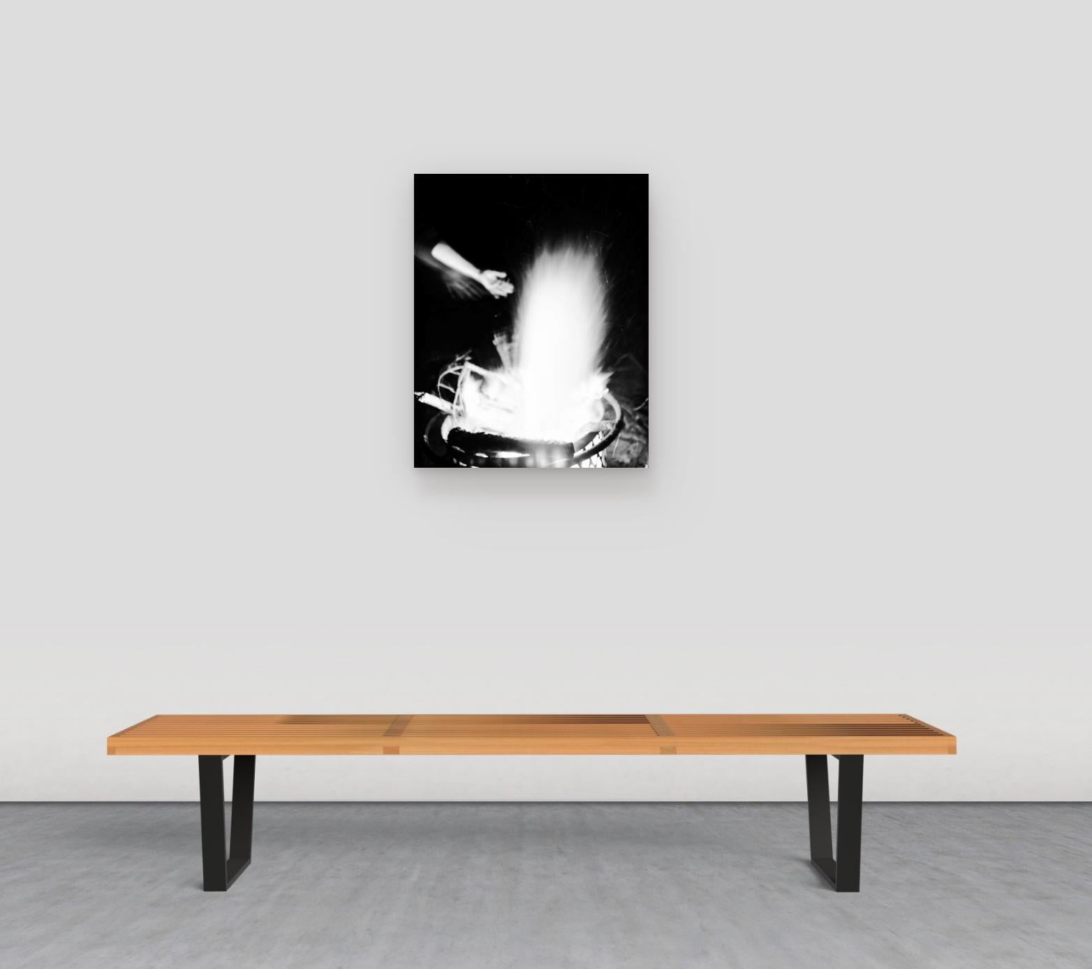 Ancestral Memory - Black and White Archival Inkjet Print Fire Flames Hands, 2024 For Sale 2
