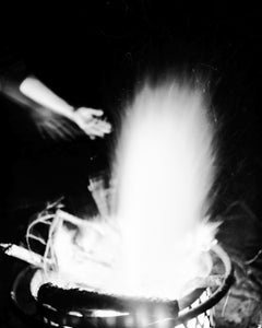 Ancestral Memory - Black and White Archival Inkjet Print Fire Flames Hands, 2024
