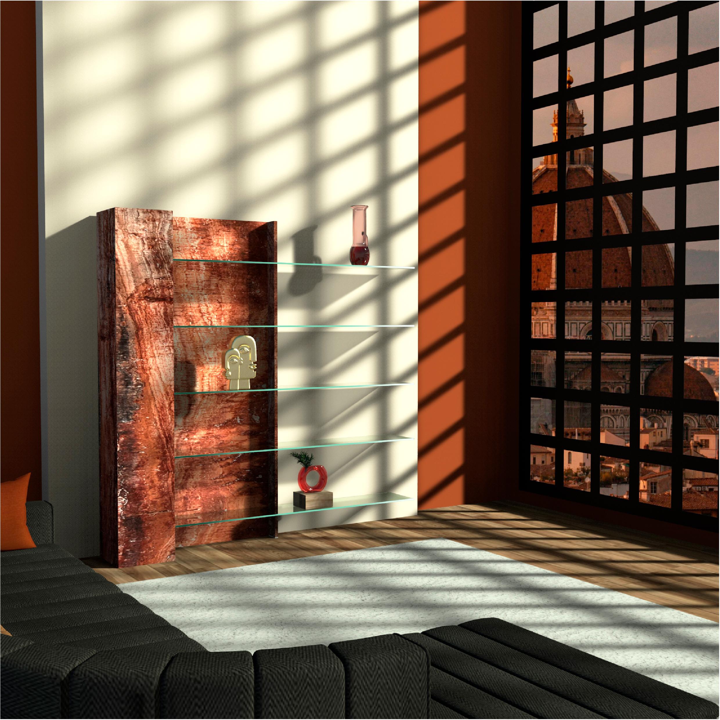 Maya Travertin Marmorablage Zeitgenössisches Design Marmor Made in Spain Meddel im Zustand „Neu“ im Angebot in VALVERDE DEL MAJANO, CL