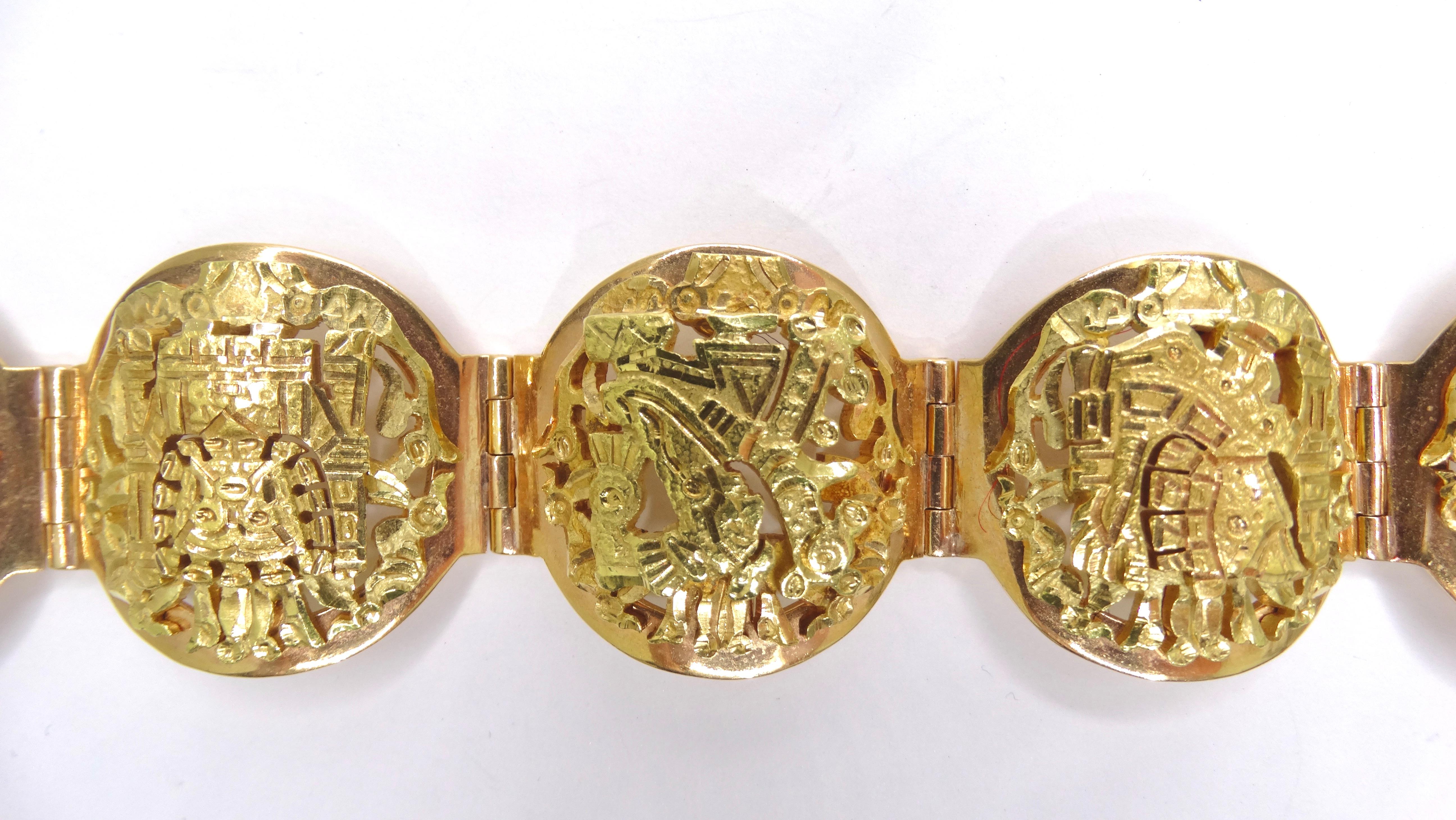 Mayan 1960er Jahre Armband aus 18 Karat Gold für Damen oder Herren im Angebot
