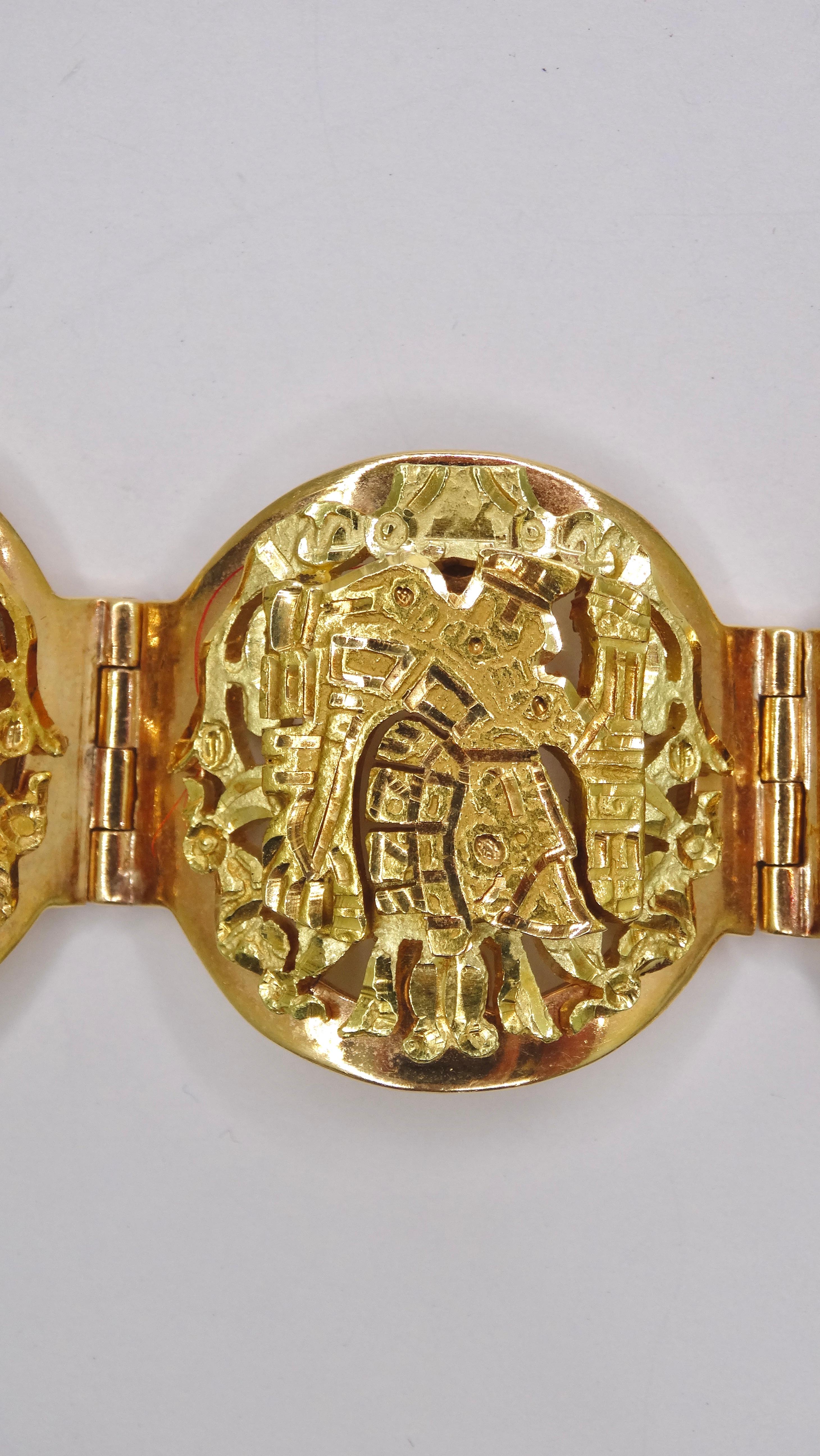 Artist Mayan 1960's 18k Gold Bracelet For Sale