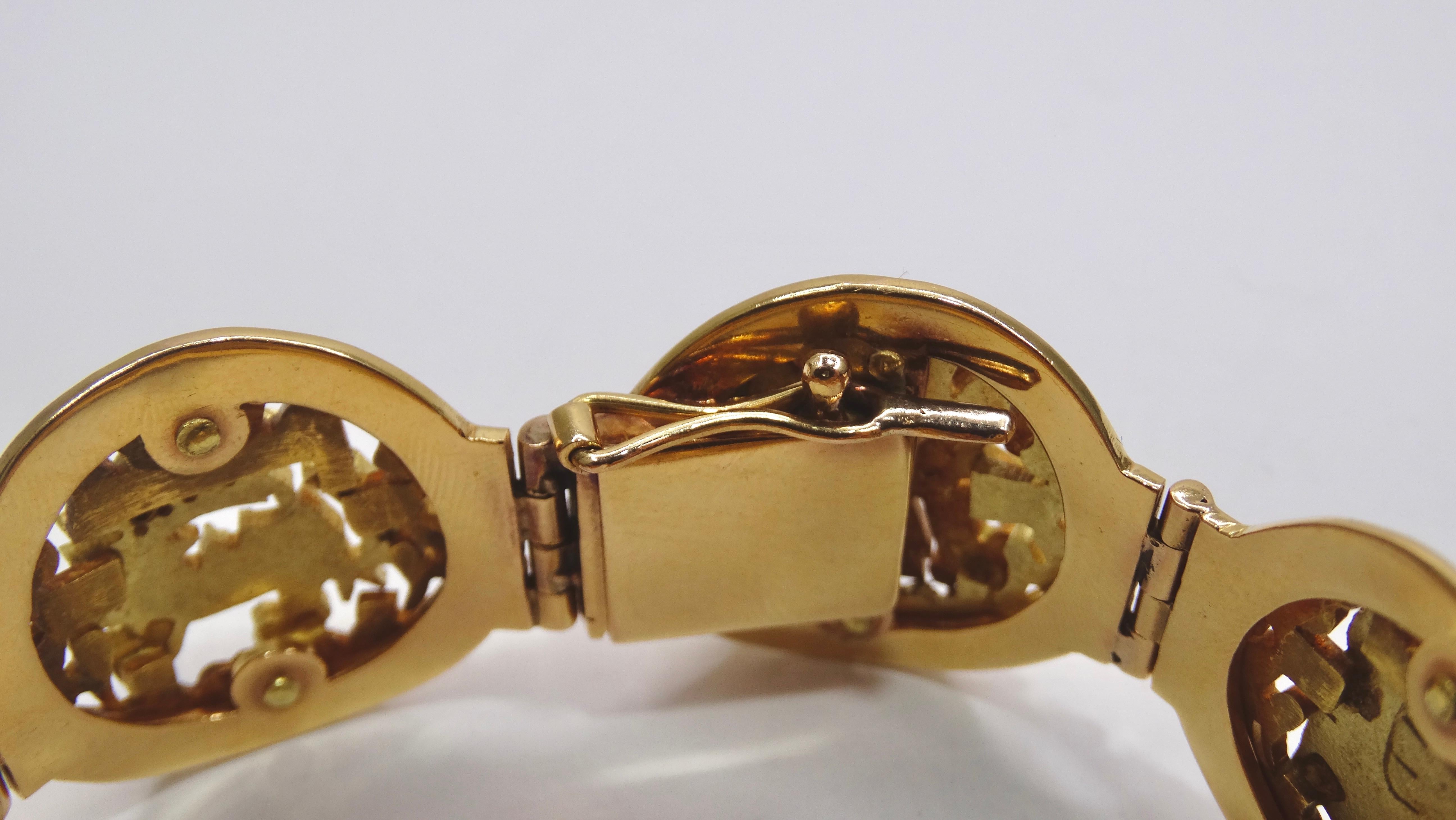 Women's or Men's Mayan 1960's 18k Gold Bracelet For Sale