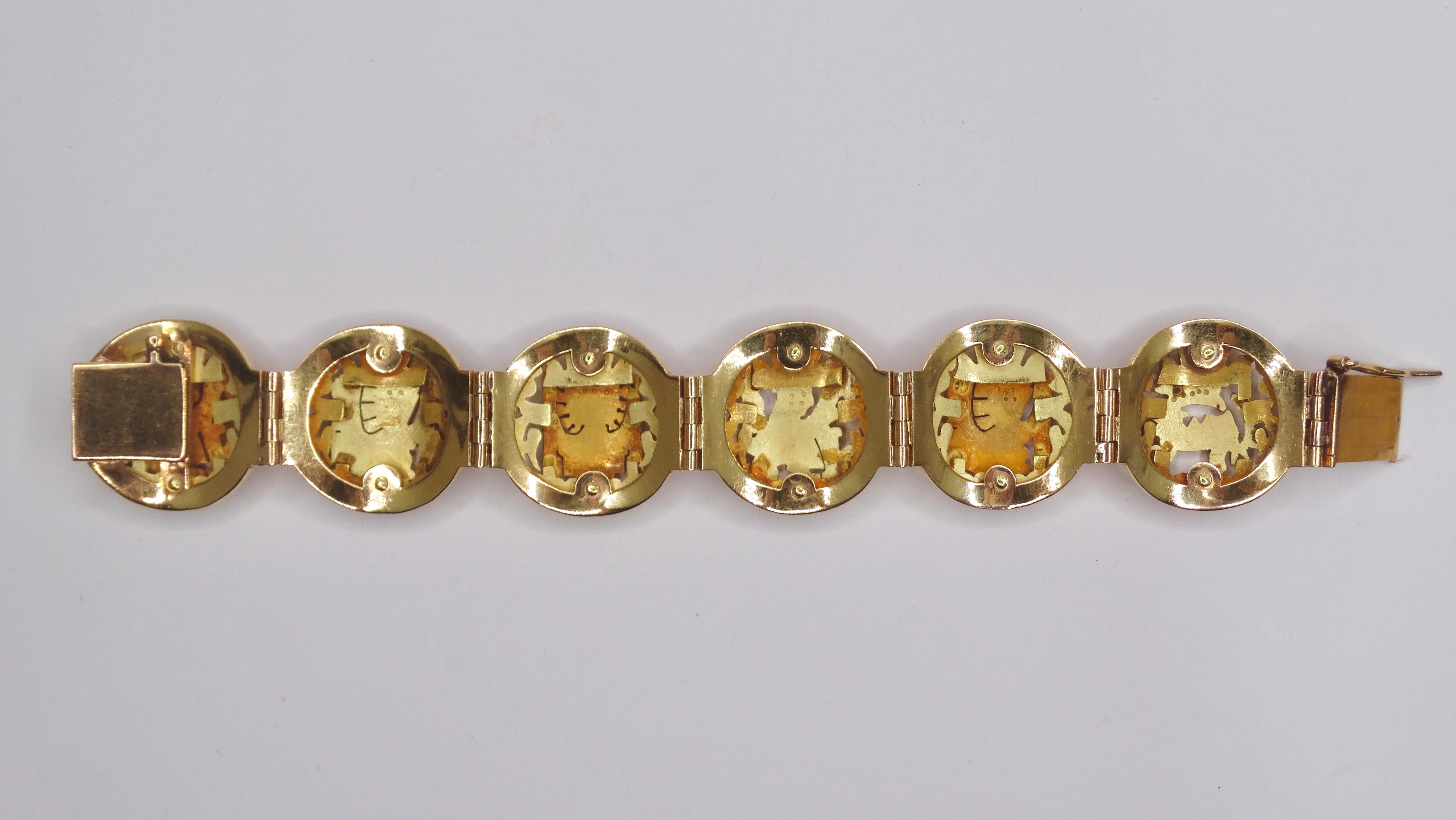 Mayan 1960's 18k Gold Bracelet For Sale 1