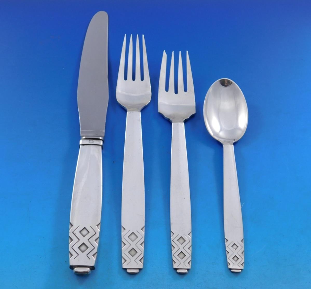 Mayan by Georg Jensen Set di posate in argento Sterling 8 Servizio 41 pezzi Cena Rara in vendita 1