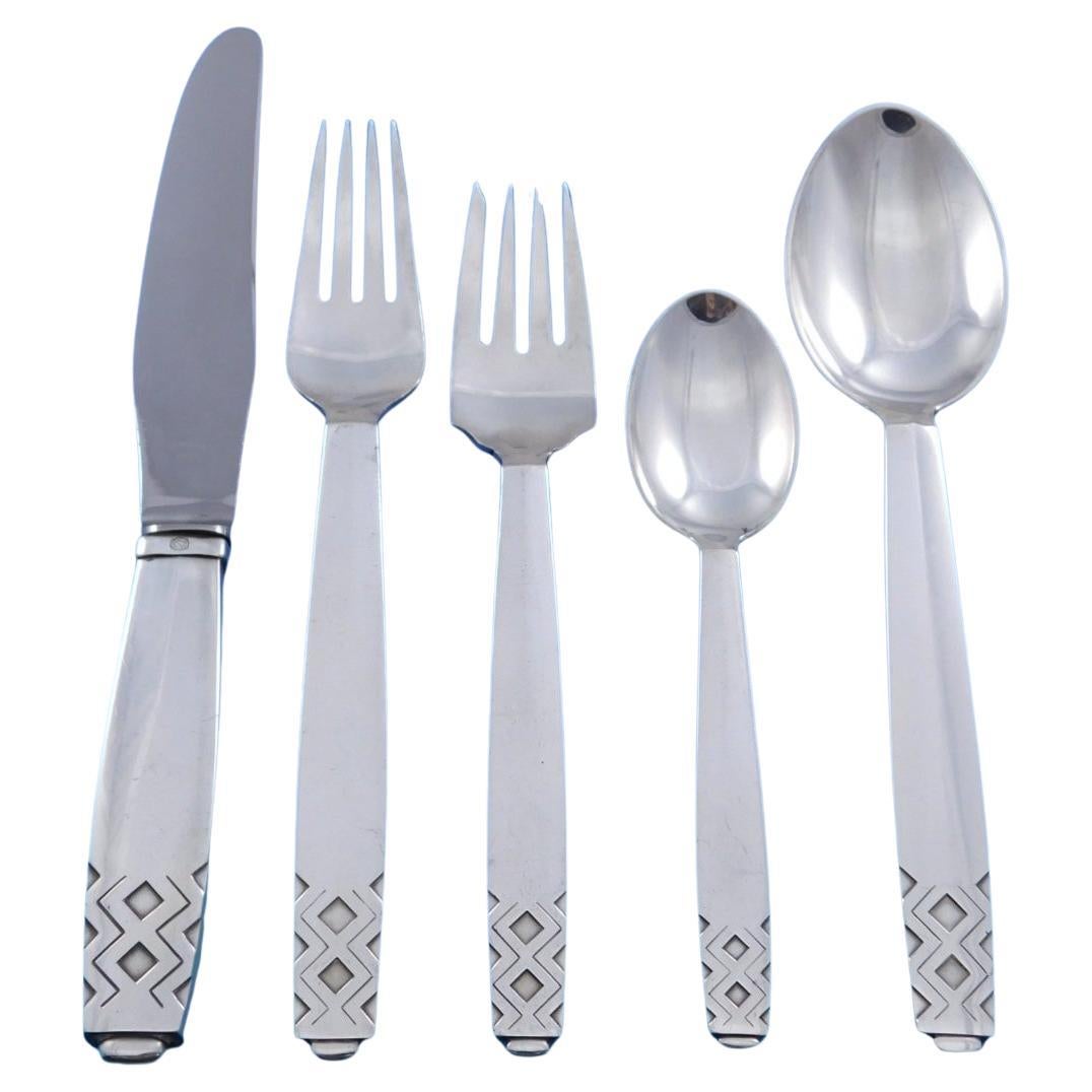 Mayan by Georg Jensen Set di posate in argento Sterling 8 Servizio 41 pezzi Cena Rara in vendita