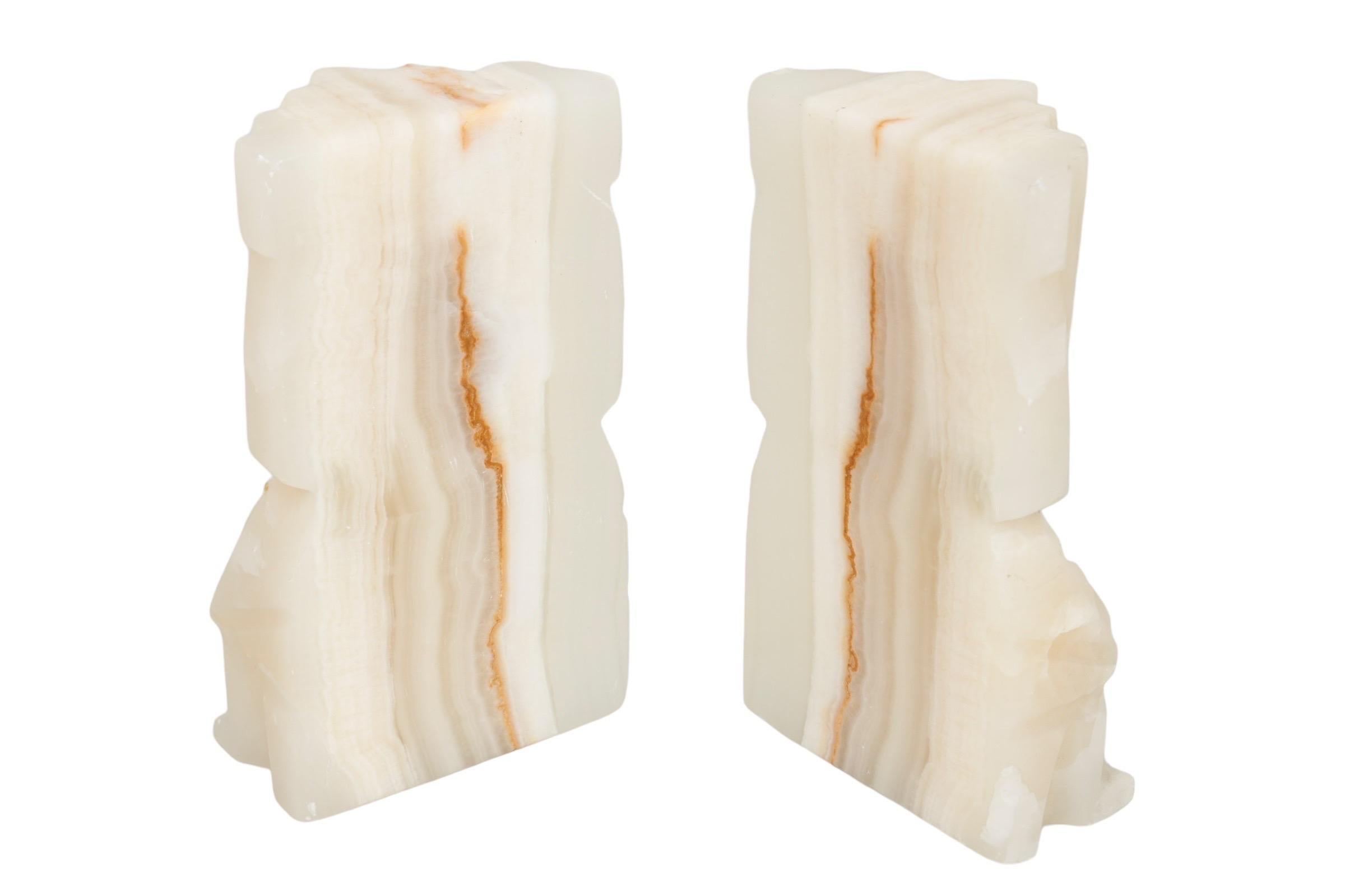 Mayan Figure Agate Bookends - a Pair For Sale 1