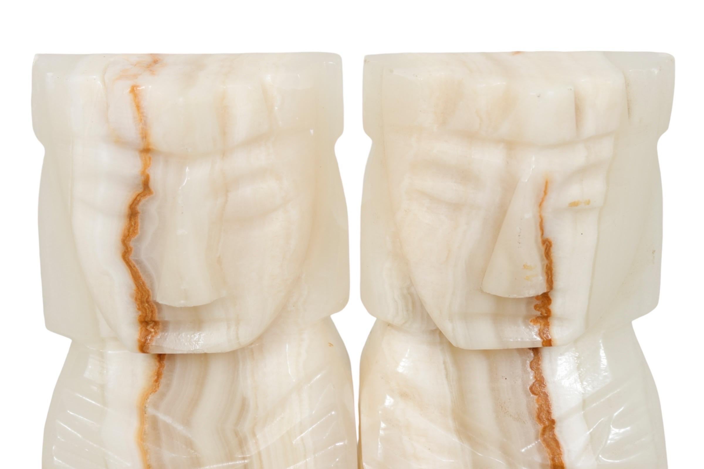 Mayan Figure Agate Bookends - a Pair For Sale 2