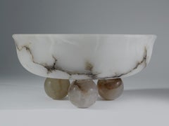Mayan Inspired White Alabaster Bowl