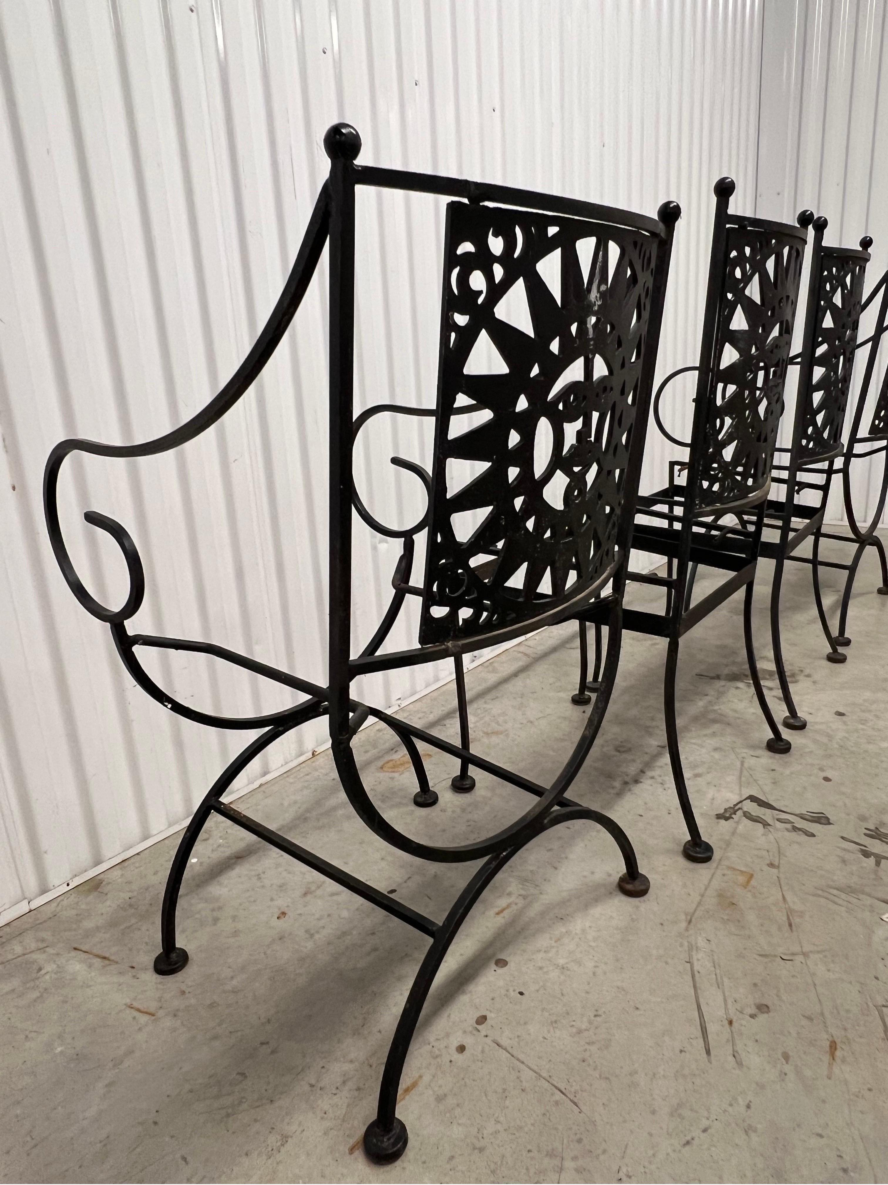 Mayan Iron Dining Chairs by Arthur Umanoff for Shaver Howard - set of 4 5