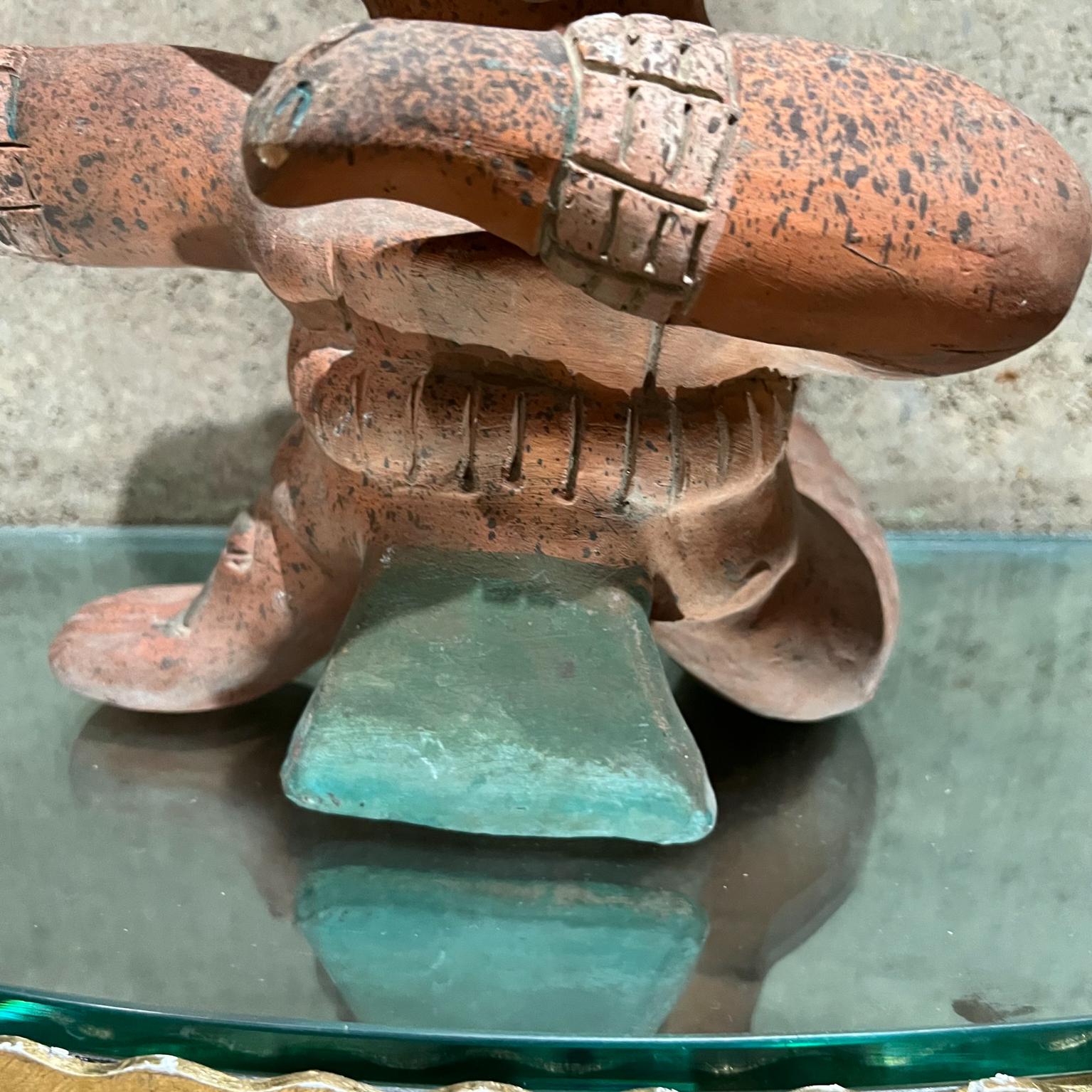 Native American Mayan Native Artwork Mex Indian Intricate Pottery Figurine Sculpture For Sale