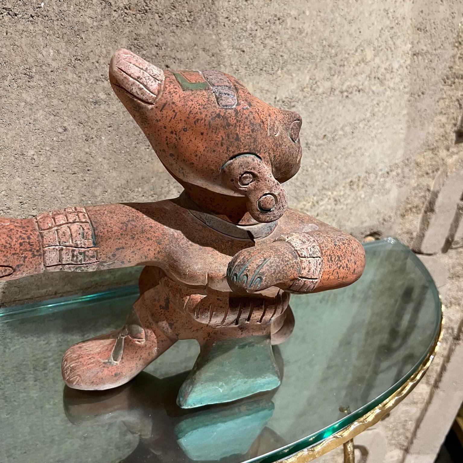 20th Century Mayan Native Artwork Mex Indian Intricate Pottery Figurine Sculpture For Sale