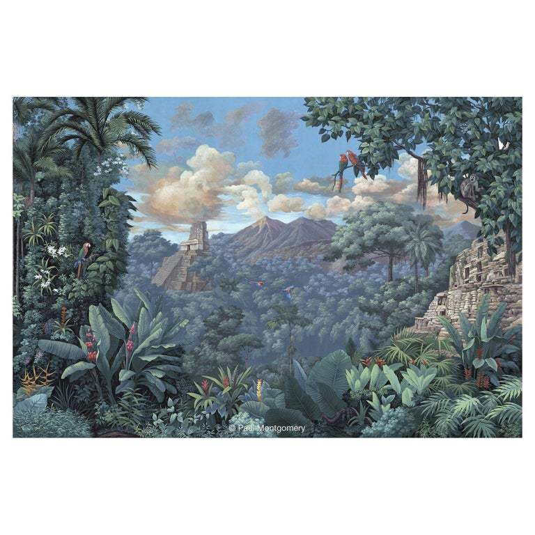 Mayan Ruins Tropical Panoramic Wallpaper For Sale
