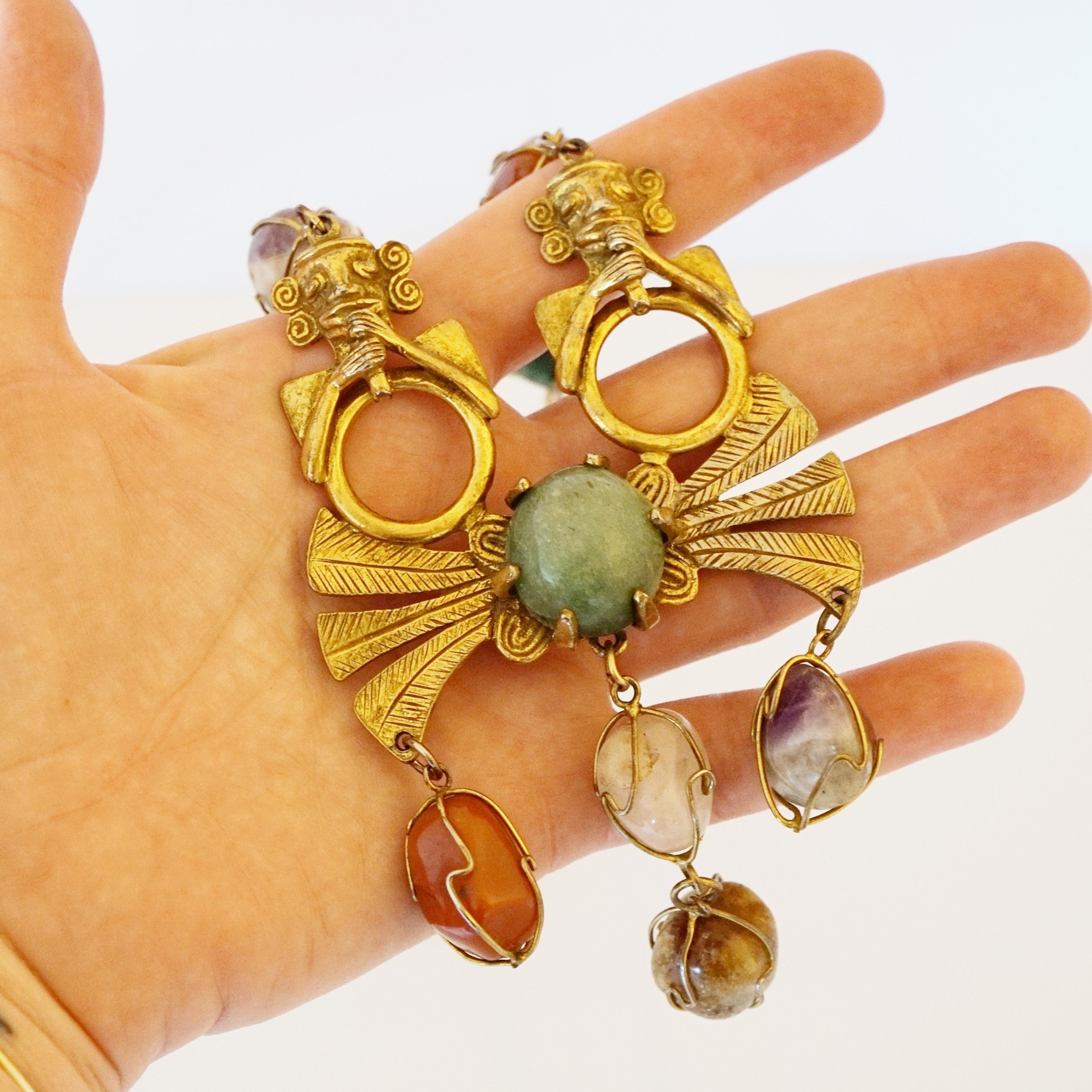 Collana Maya con gemme a gabbia di Larry Vrba per Castlecliff, anni '70 in vendita 1