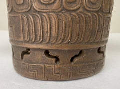 Mayan Style Hand Carved Bronzed Metal Finish Vase