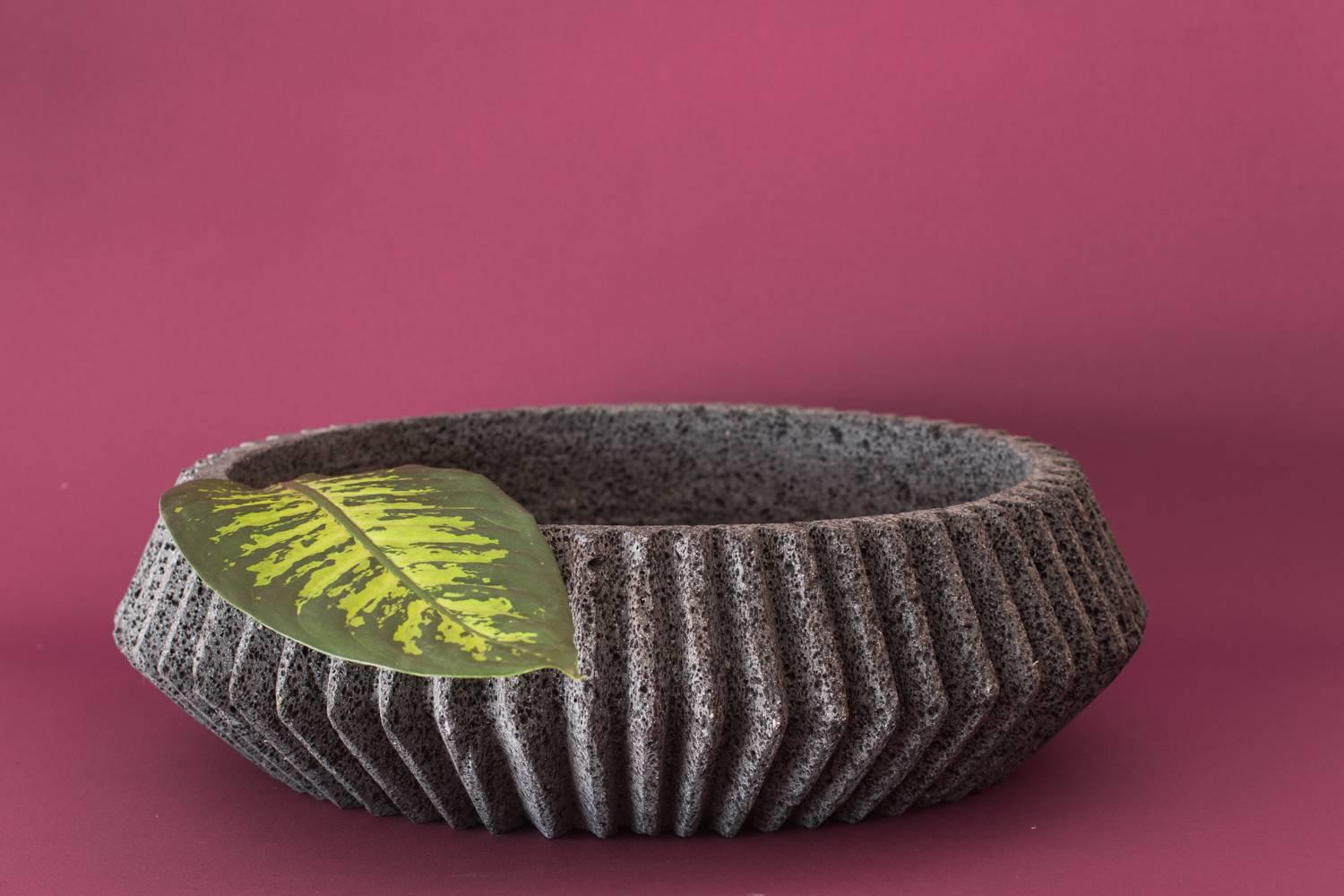 Mexican 'Mayapán' Bowl Handmade in Volcanic Rock For Sale