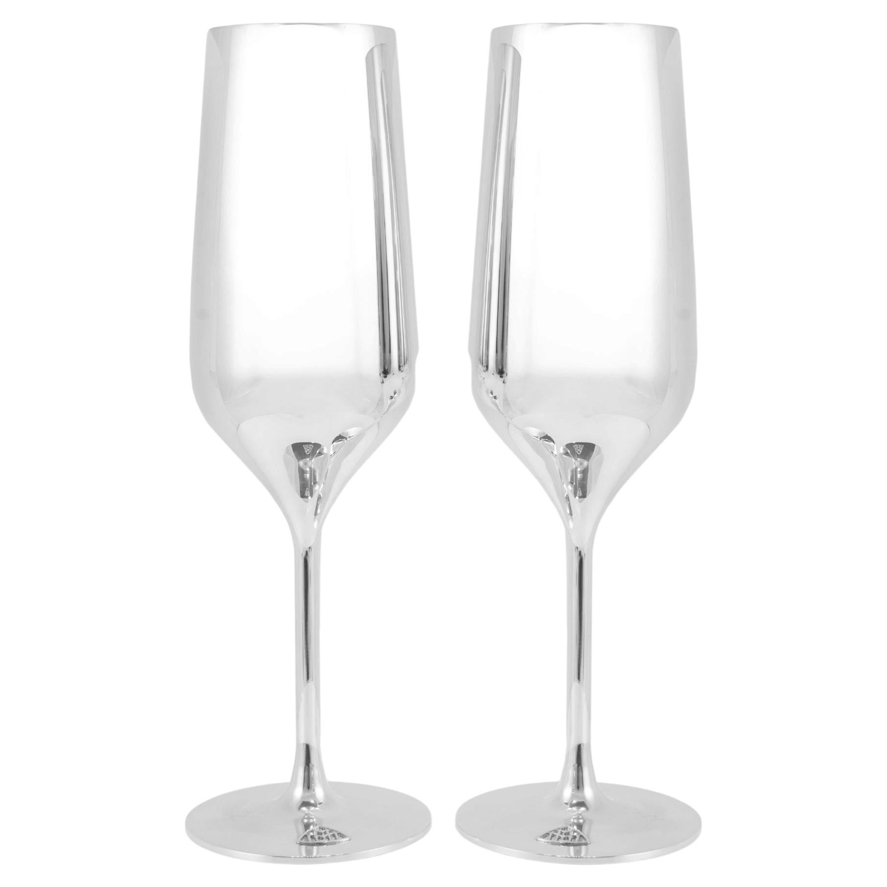 Juego de dos copas de champán chapadas en plata de Maybach by Robbe & Berking en venta