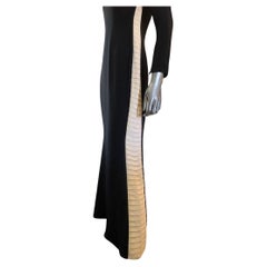 Mayela Haute Couture Italian Black & Crème Modern Evening Dress Size 6-8