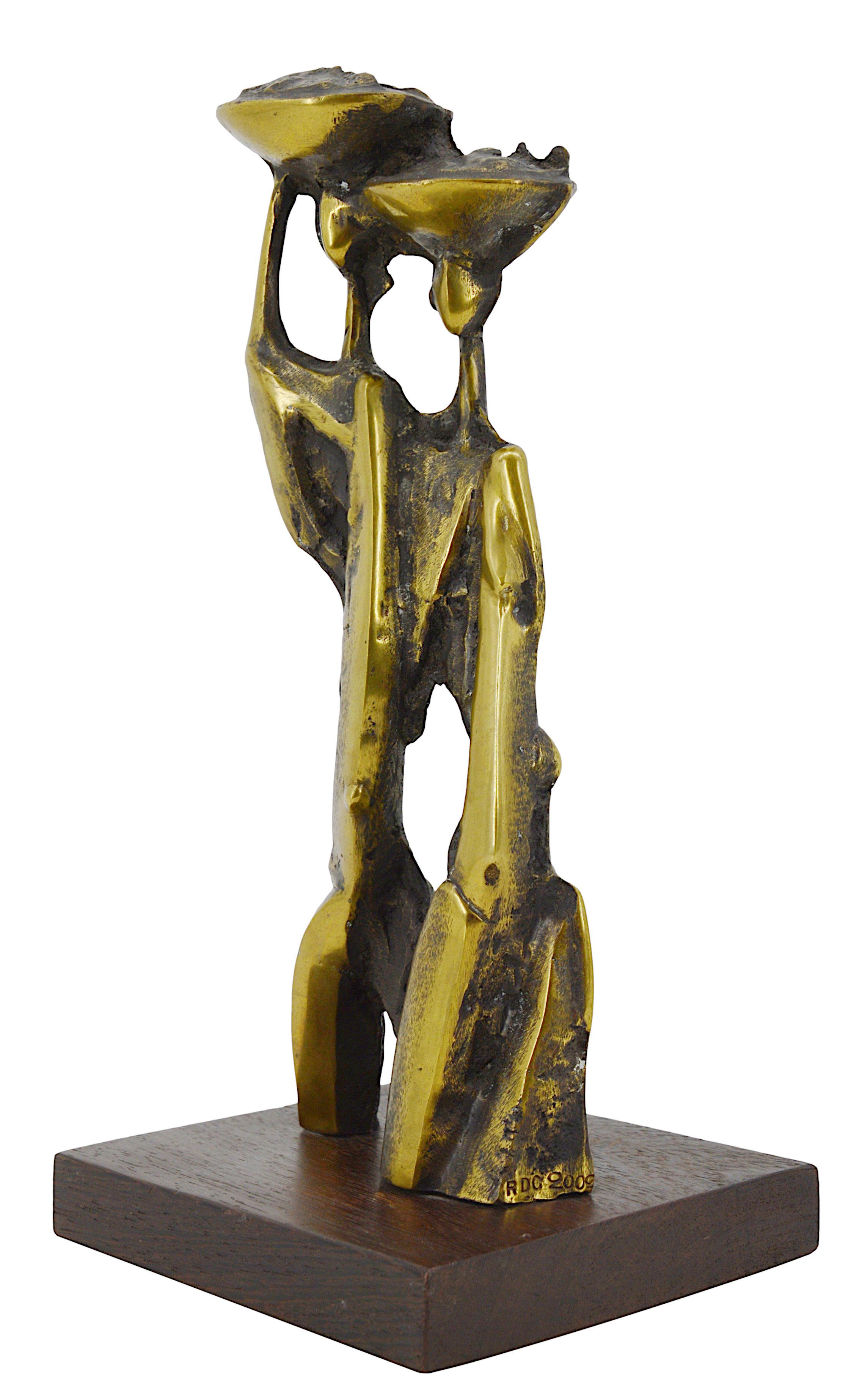Post-Modern Mayemba Rare Bronze African Women Sculpture, Congo, 2002 For Sale