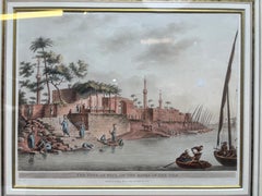 Luigi Mayer, "La Townes di Foua, sponde del Nilo, 1839" con cornice d'oro