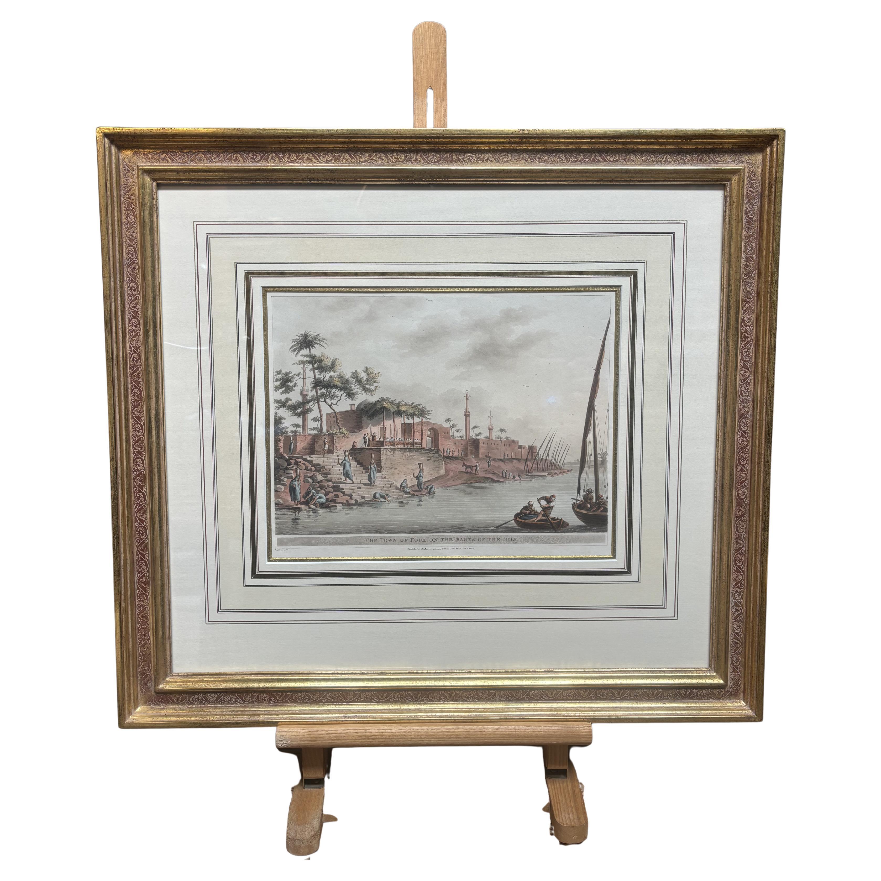 Mayer, Luigi "The Town of Foua, Banks of Nile, 1839" with Gold Frame