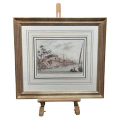 Luigi Mayer, "La Townes di Foua, sponde del Nilo, 1839" con cornice d'oro