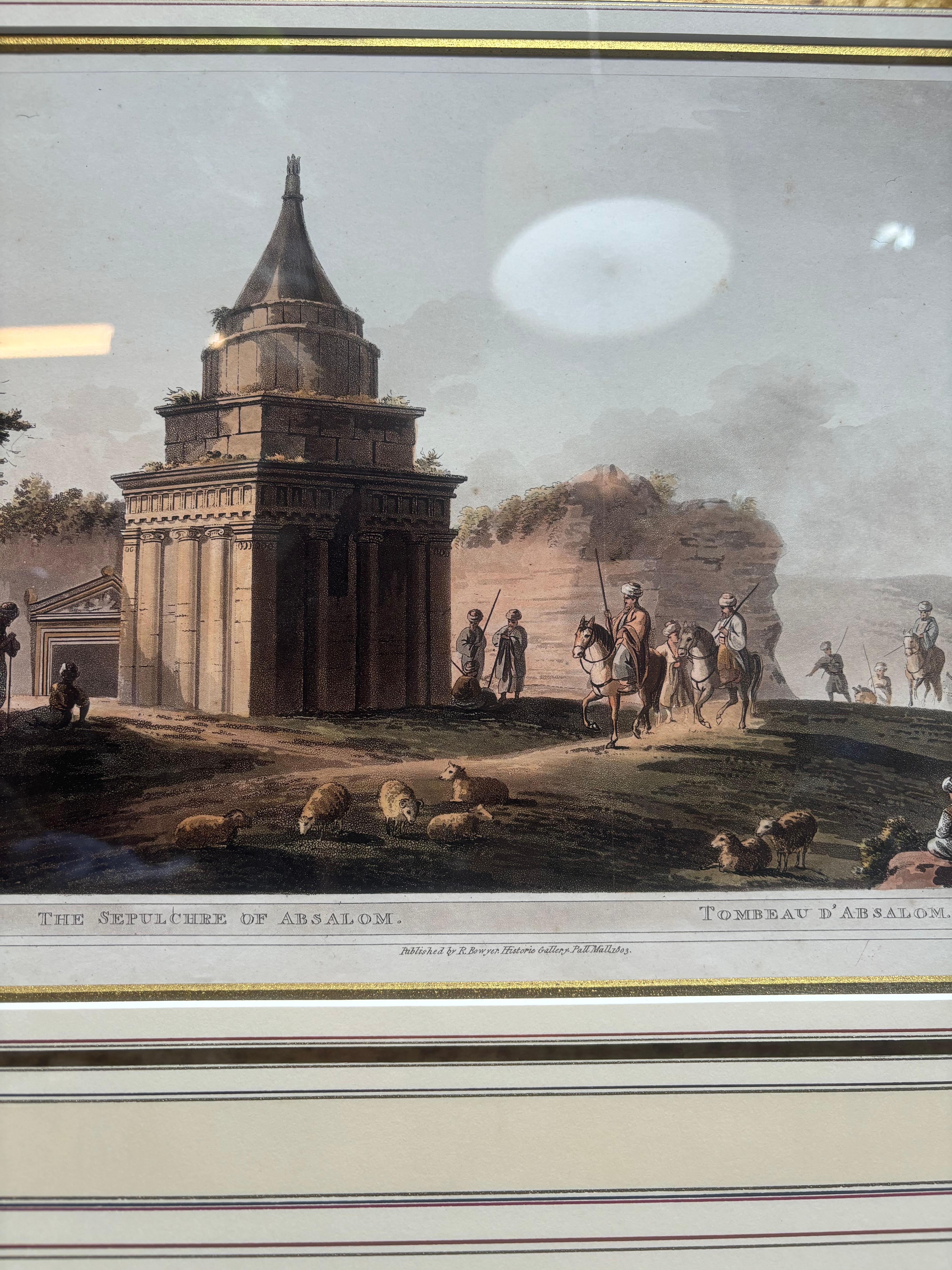 XIXe siècle Mayer, Luigi, Tombe d'Abalom à Jérusalem, 1831 avec cadre doré en vente