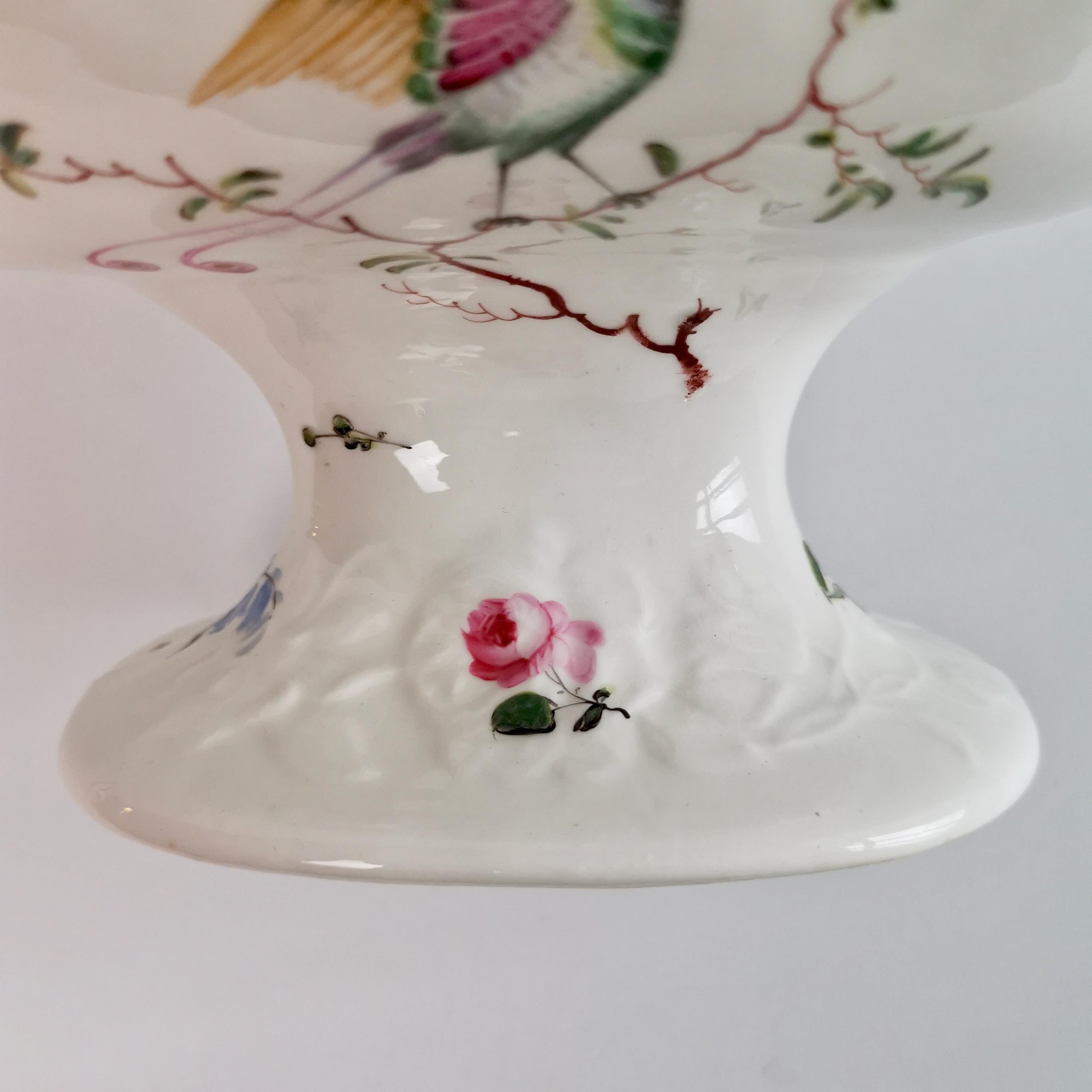 Mayer & Newbold Porcelain Comport, White with Exotic Birds, Regency, ca 1820 4