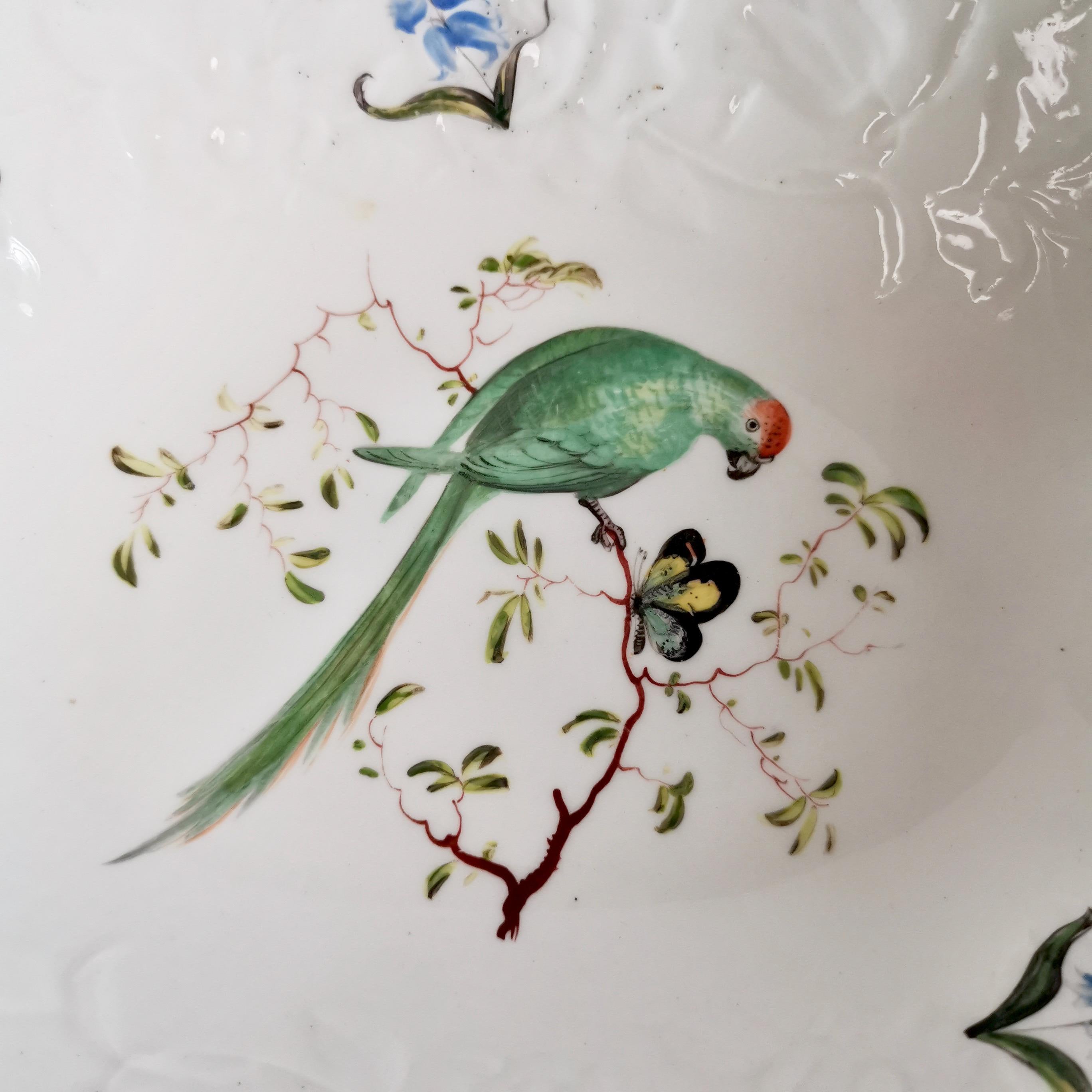 Early 19th Century Mayer & Newbold Porcelain Comport, White with Exotic Birds, Regency, ca 1820