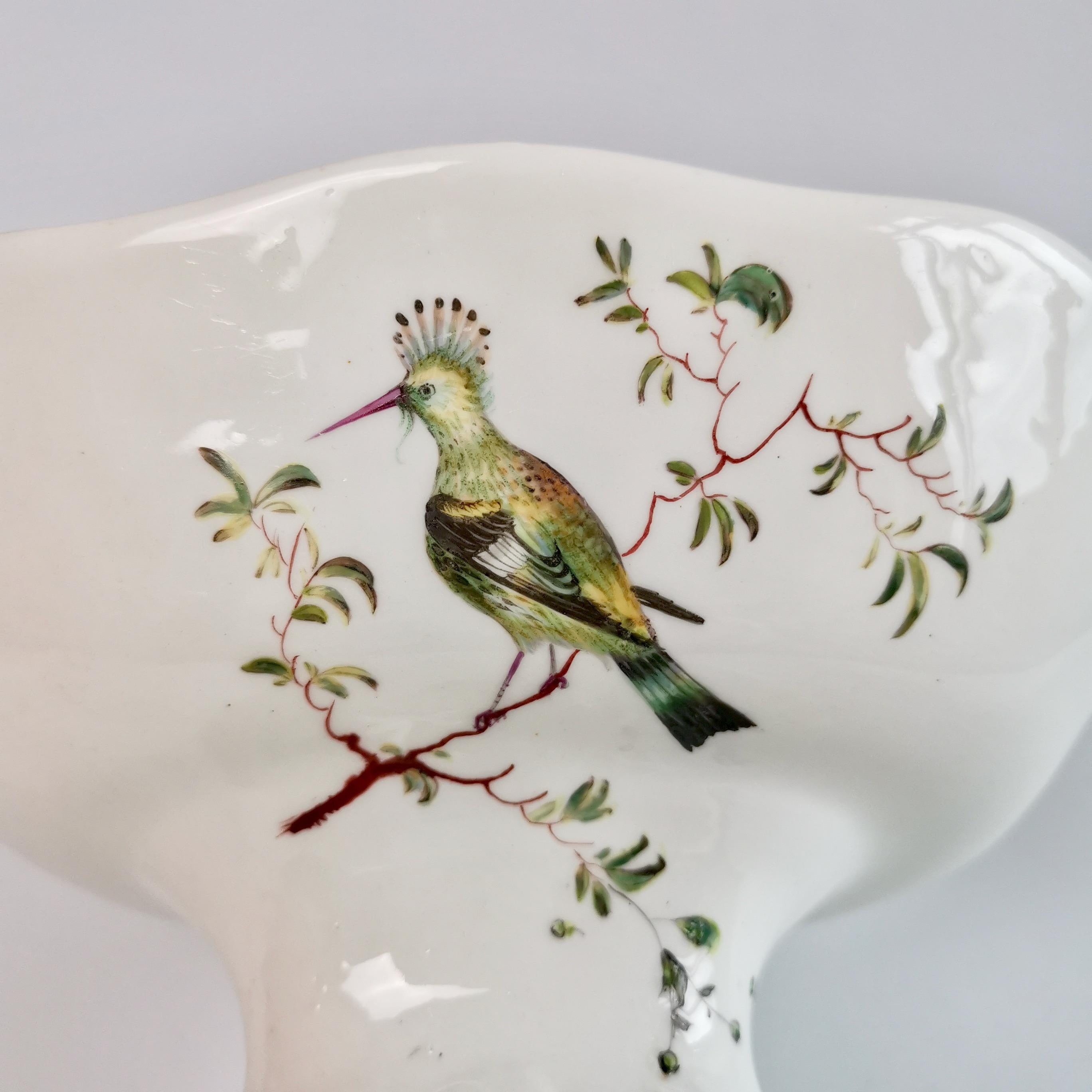 Mayer & Newbold Porcelain Comport, White with Exotic Birds, Regency, ca 1820 1