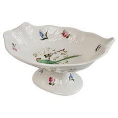 Mayer & Newbold Porcelain Comport, White with Exotic Birds, Regency, ca 1820
