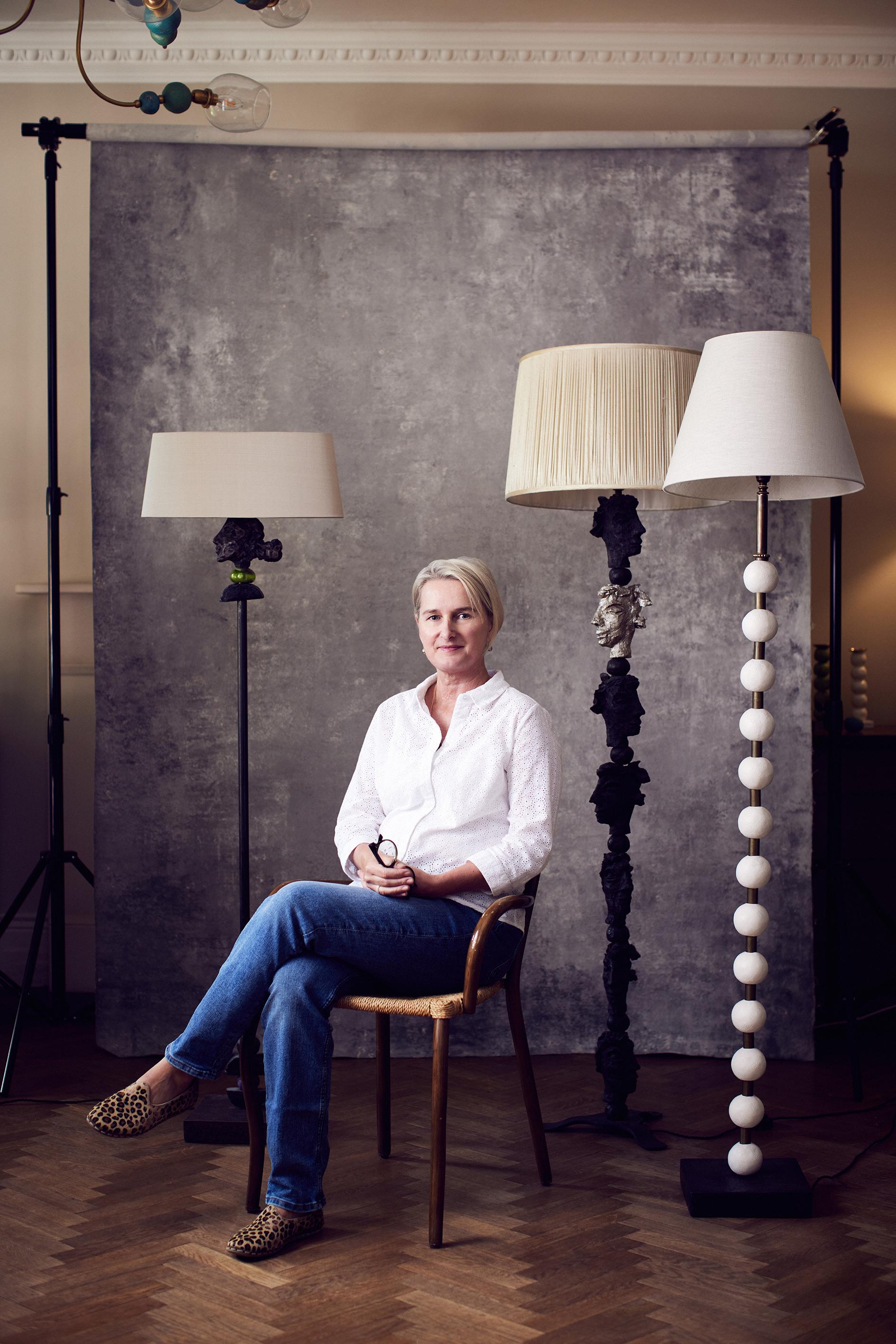 'Mayfair' Contemporary Chandelier, Brass with Sculpted Spheres by Margit Wittig For Sale 1