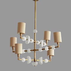 'Mayfair' Contemporary Modern Chandelier, with White Sculpted Spheres