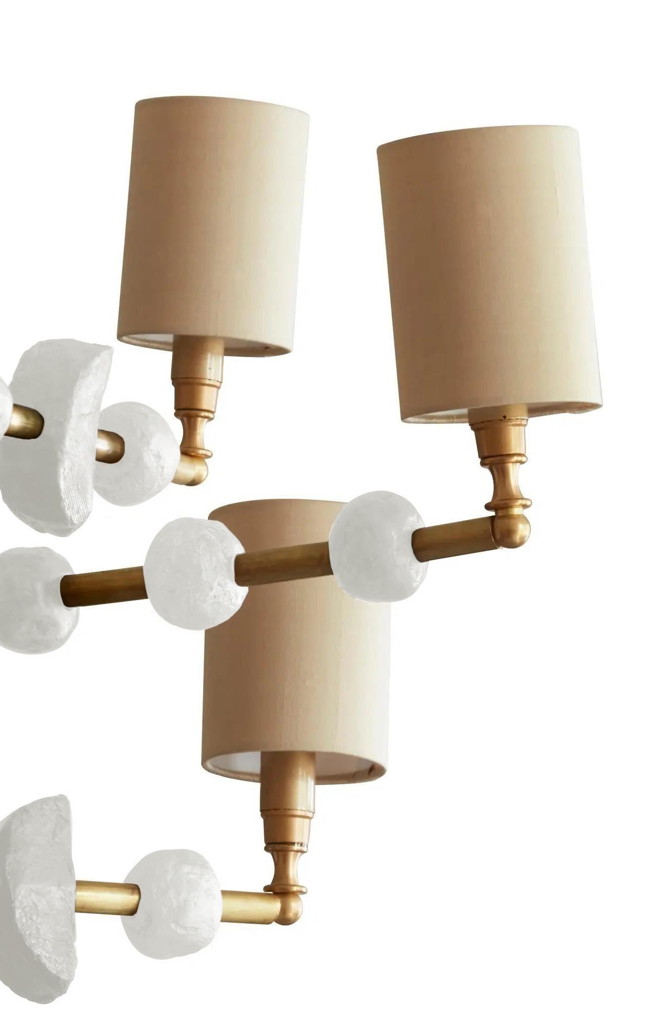English 'Mayfair' Contemporary Modern Chandelier, with White Sculpted Spheres For Sale