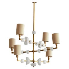 'Mayfair' Contemporary Modern Chandelier, with White Sculpted Spheres