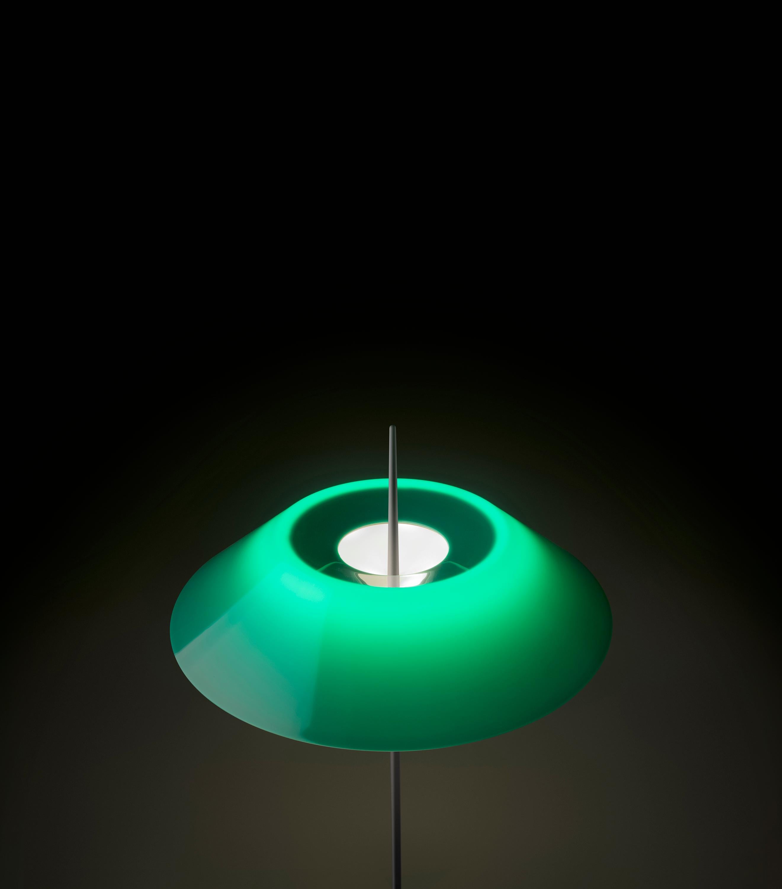 Modern Mayfair LED Floor Lamp in Black Nickel with Green Shade by Diego Fortunato For Sale