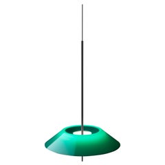 Mayfair Led Pendant Light in Black Nickel with Green Shade by Diego Fortunato