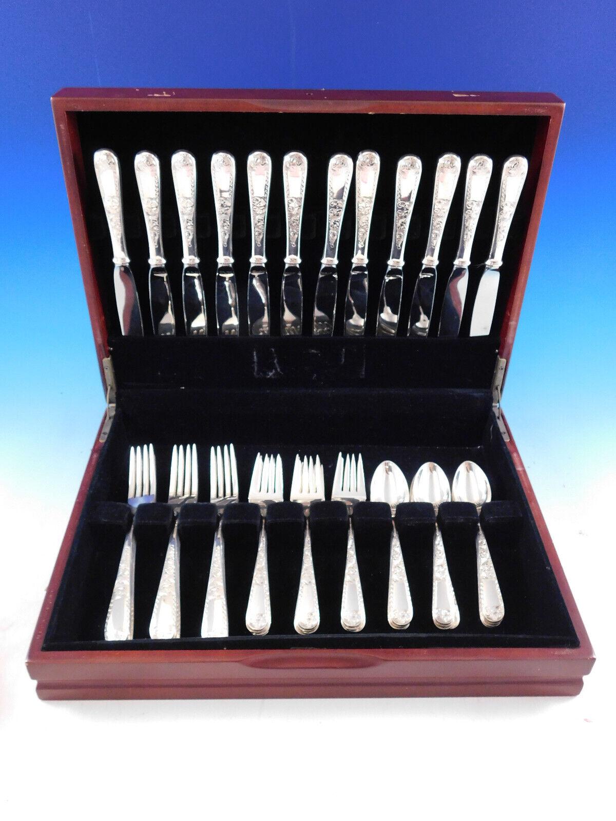 20th Century Mayflower by Kirk Sterling Silver Flatware Set 12 Service 48 pcs No monograms For Sale
