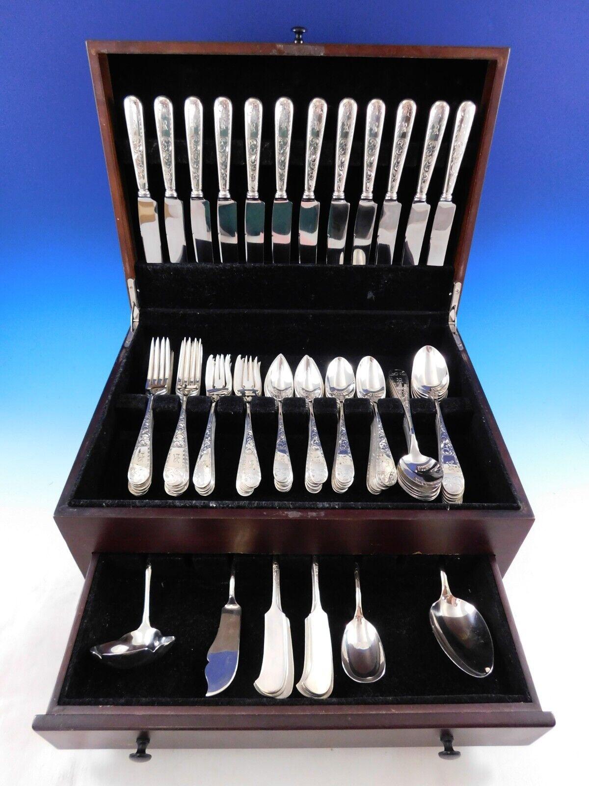 Scarce Mayflower by Schofield Sterling Silver Flatware set - 88 pieces. This set includes:

12 Knives, 8 7/8