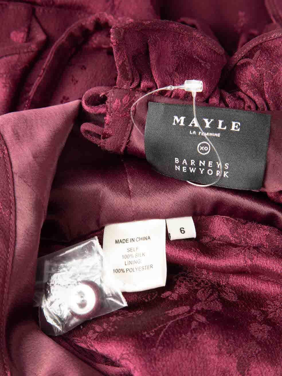 Women's Mayle Burgundy Floral Jacquard Open Back Dress Size M For Sale