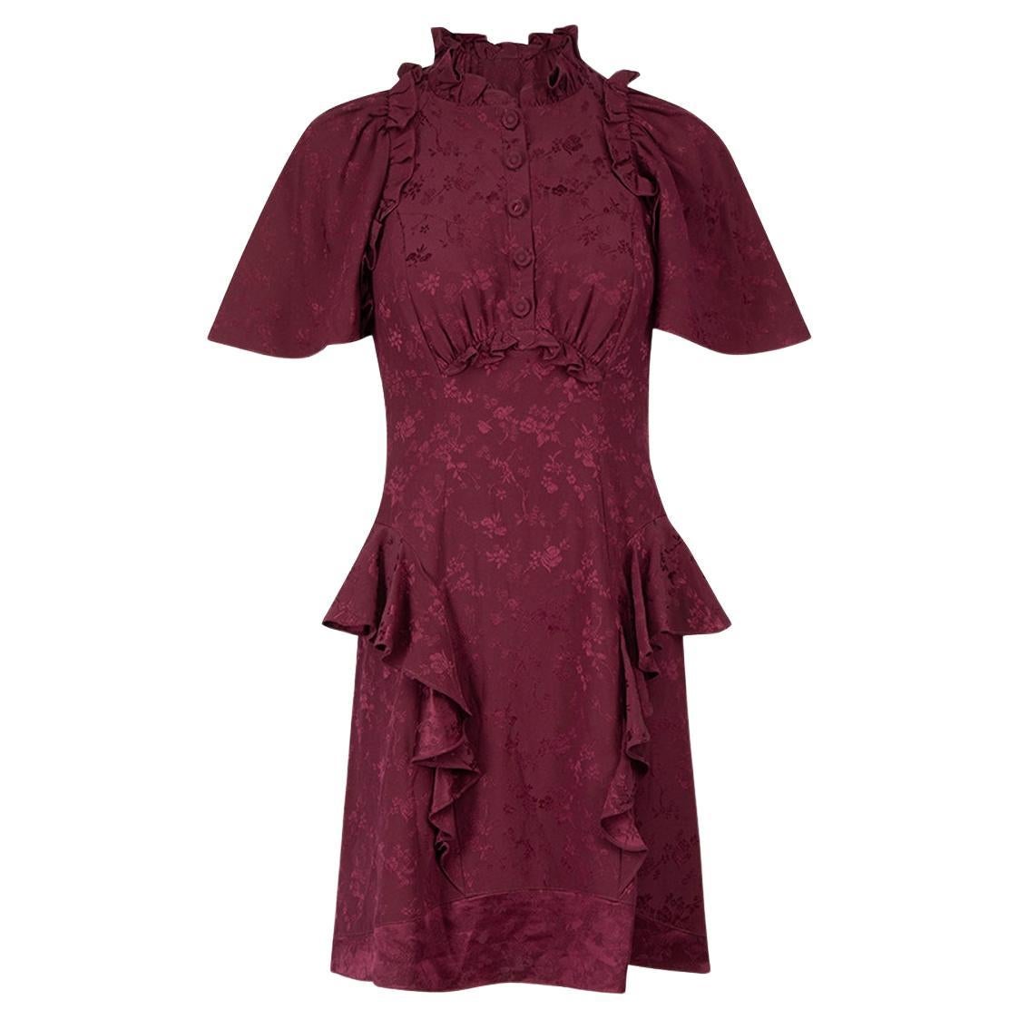 Mayle Burgundy Floral Jacquard Open Back Dress Size M For Sale