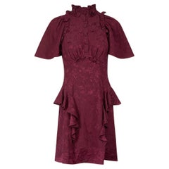 Mayle Burgundy Floral Jacquard Open Back Dress Size M