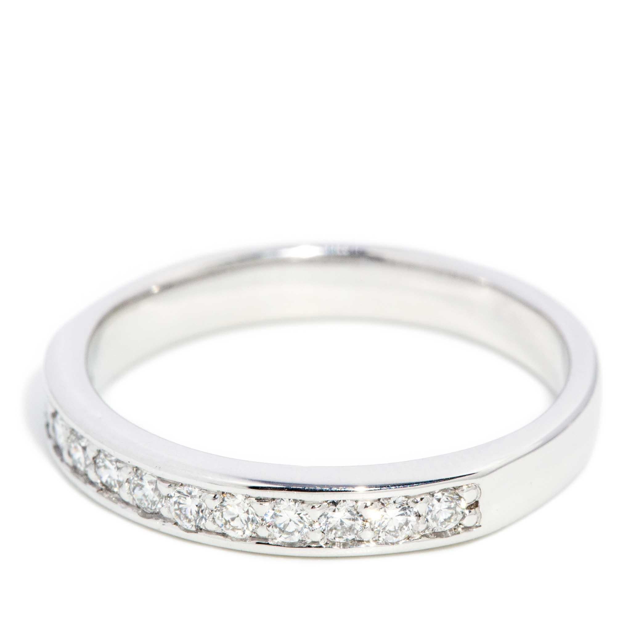 Women's Contemporary Round Brilliant Cut Diamond Channel Set Band 18 Carat White Gold For Sale