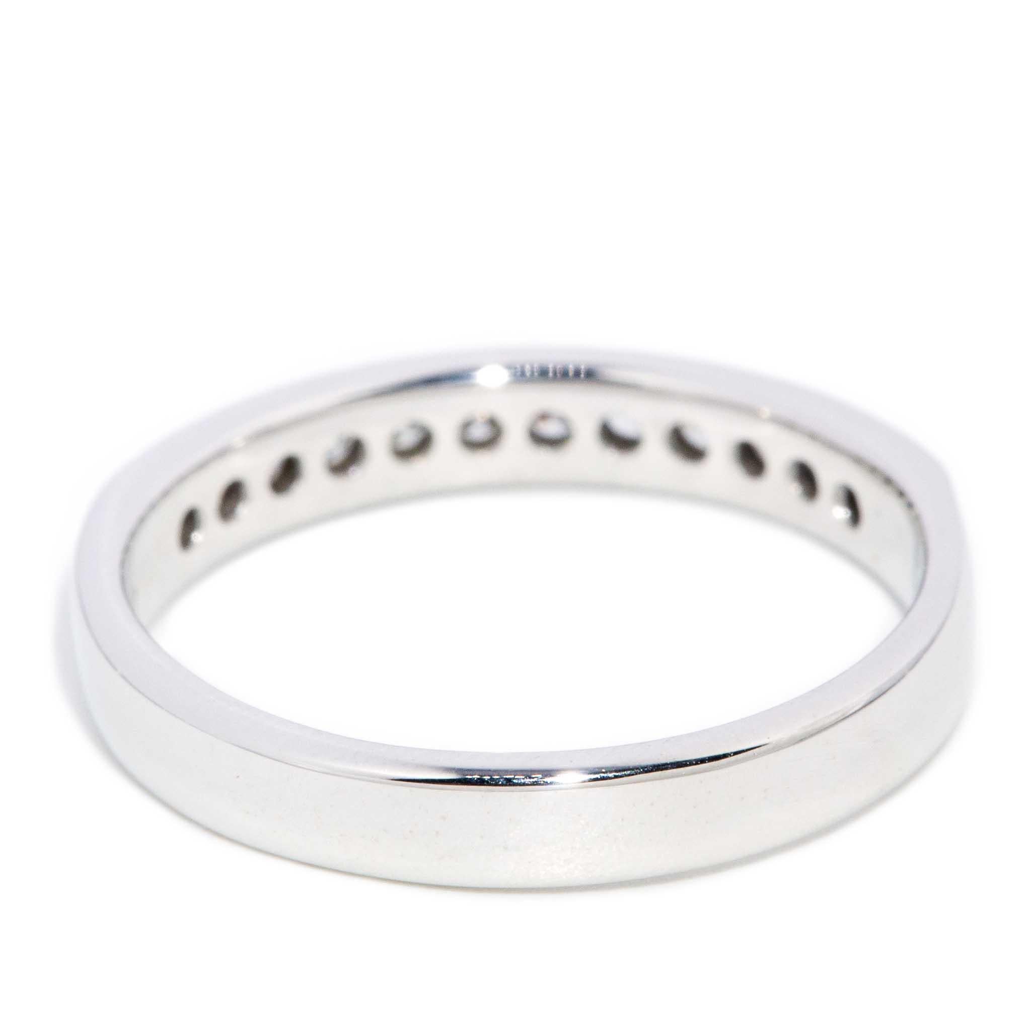 Contemporary Round Brilliant Cut Diamond Channel Set Band 18 Carat White Gold For Sale 4
