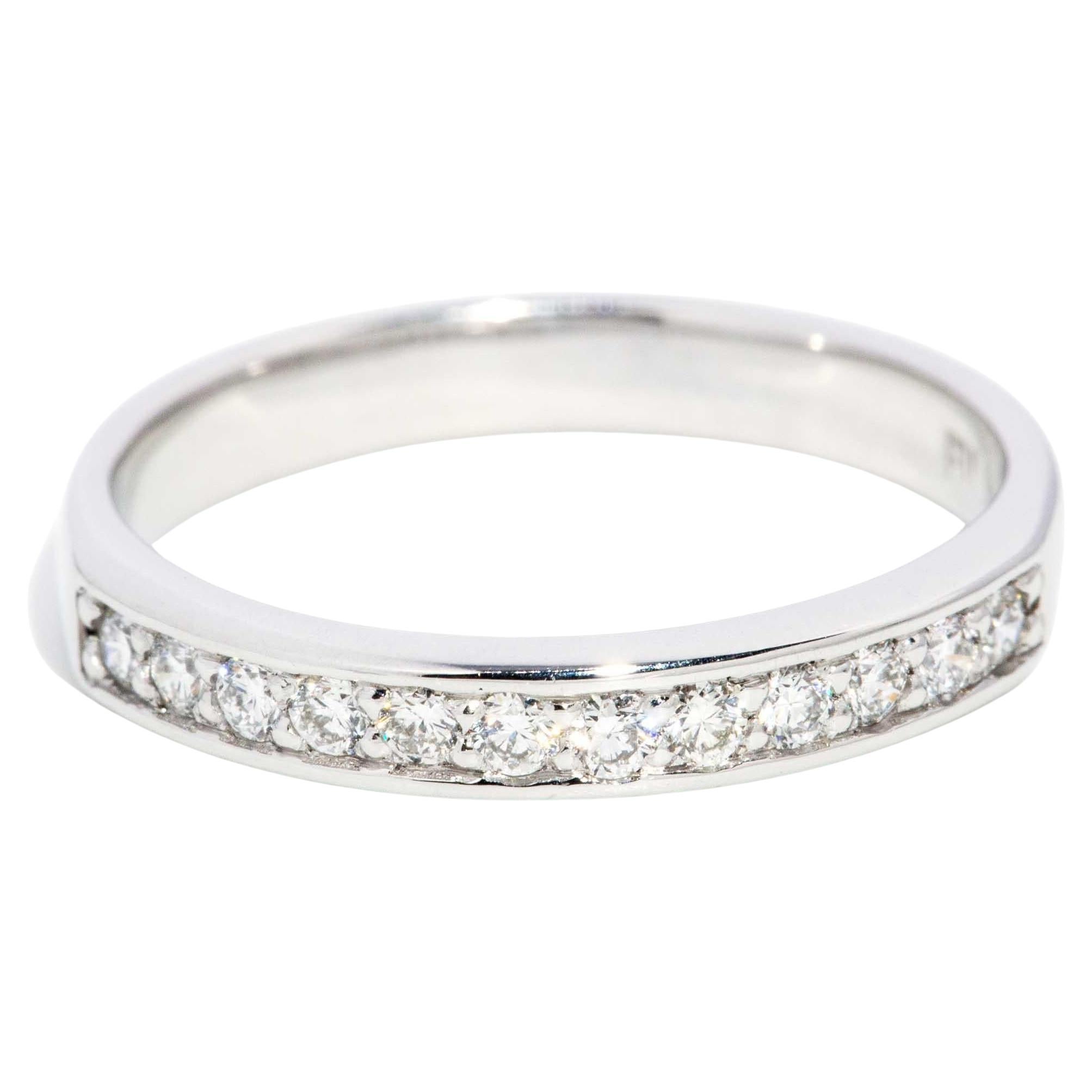 Contemporary Round Brilliant Cut Diamond Channel Set Band 18 Carat White Gold