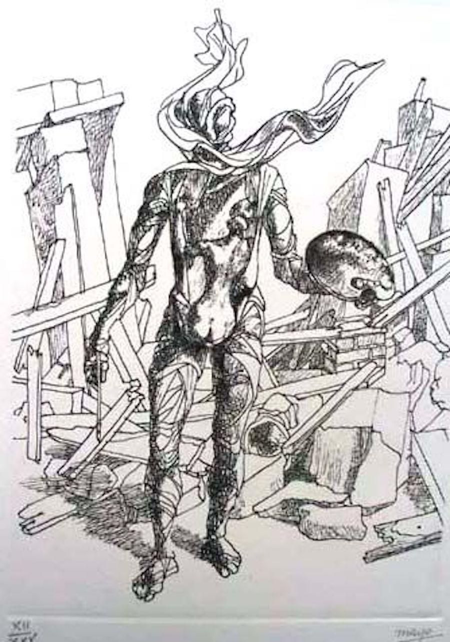 The Painter - b/w Etching - 1977